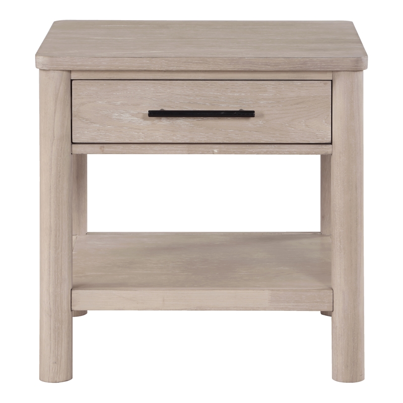 Pemberly Row Contemporary Engineered Wood End Table in Light Brown