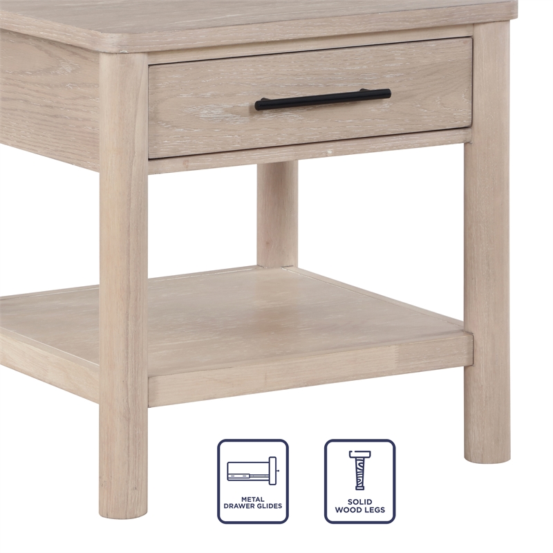 Pemberly Row Contemporary Engineered Wood End Table in Light Brown