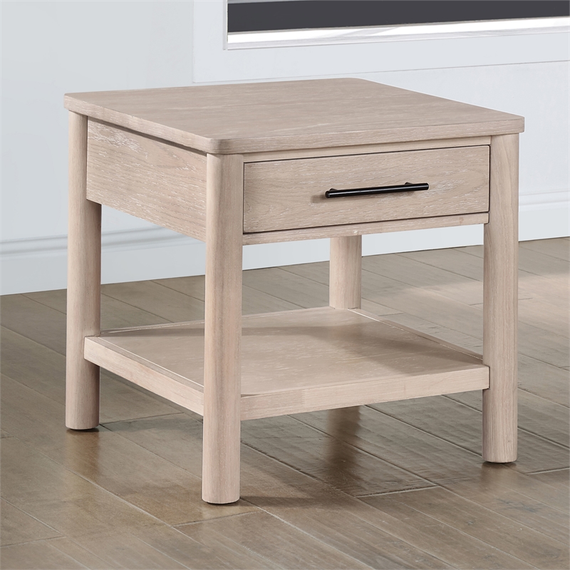 Pemberly Row Contemporary Engineered Wood End Table in Light Brown