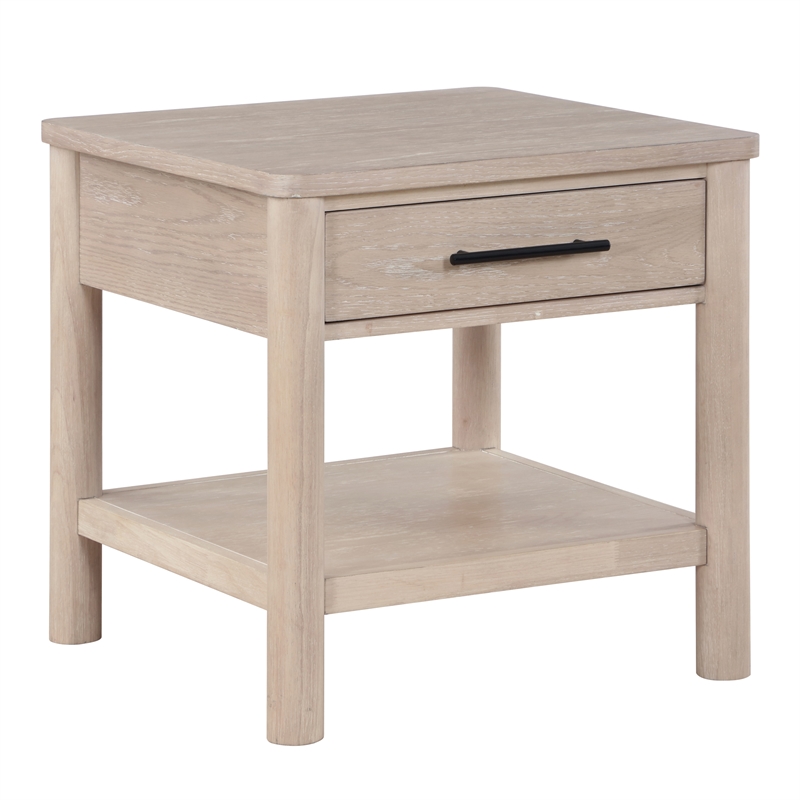 Pemberly Row Contemporary Engineered Wood End Table in Light Brown