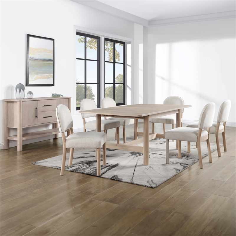 Pemberly Row Polyester Upholstered Side Chair in Light Brown (Set of 2)