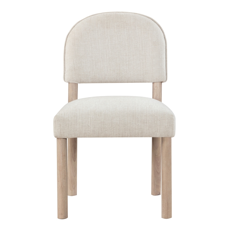 Pemberly Row Polyester Upholstered Side Chair in Light Brown (Set of 2)