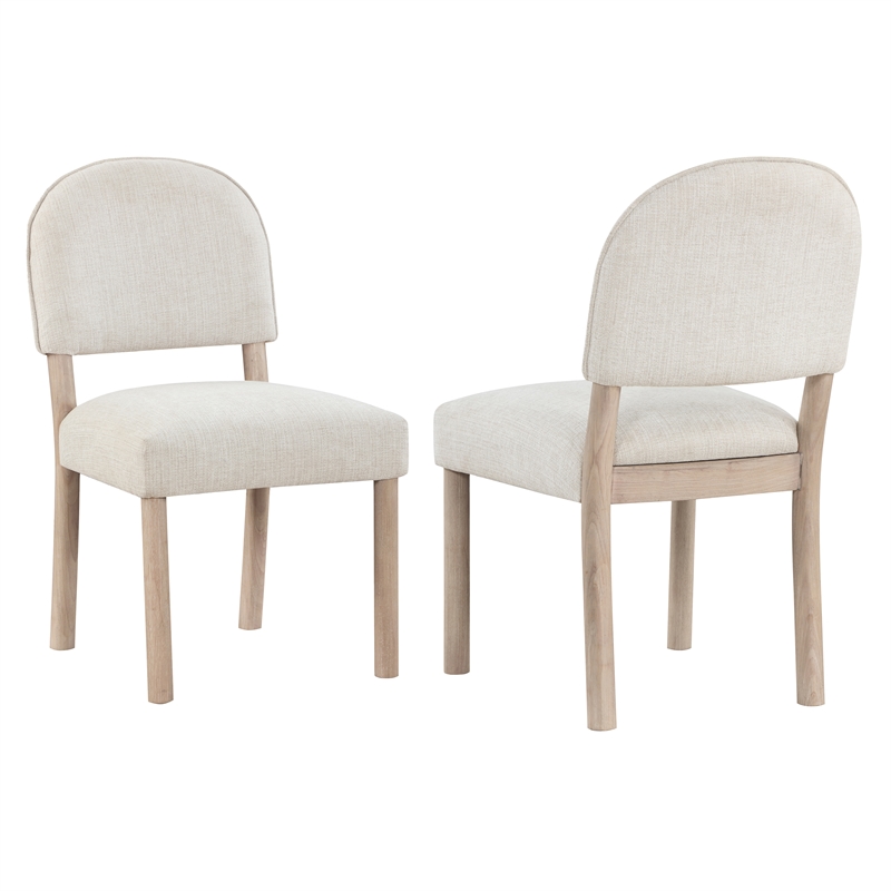 Pemberly Row Polyester Upholstered Side Chair in Light Brown (Set of 2)