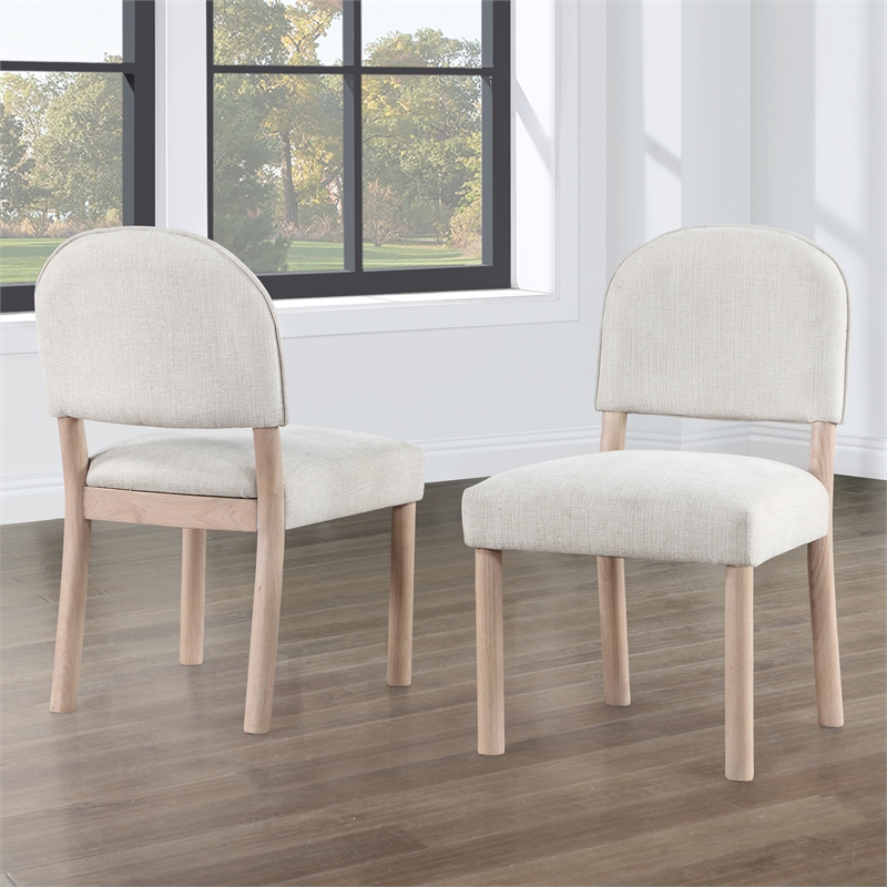 Pemberly Row Polyester Upholstered Side Chair in Light Brown (Set of 2)