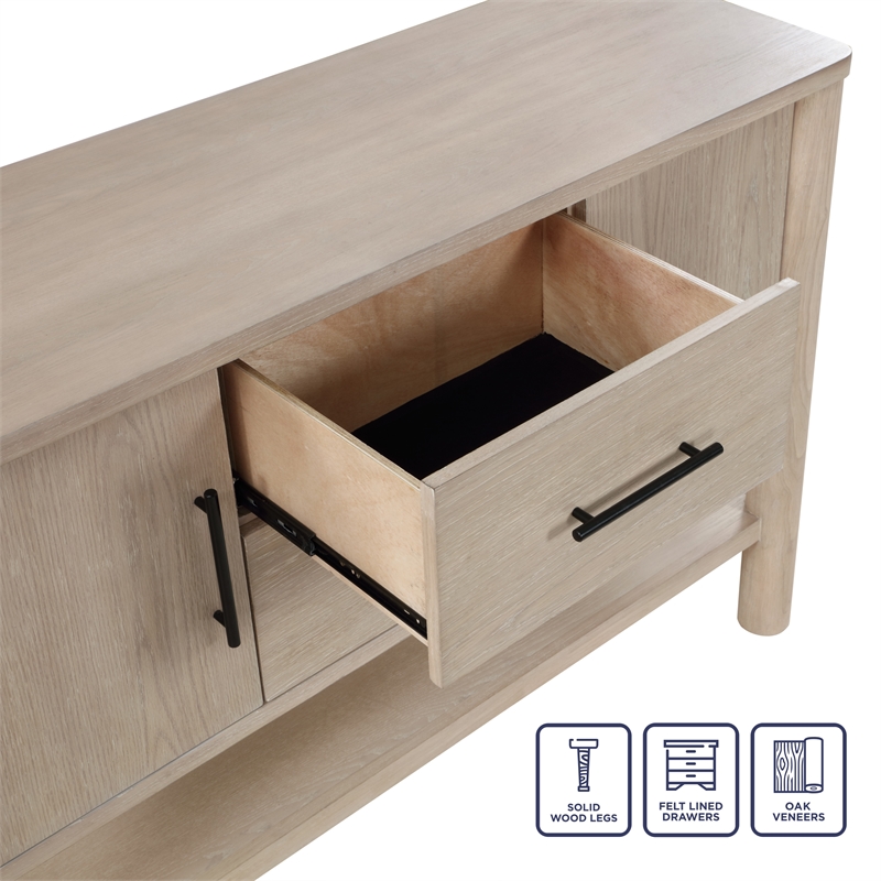 Pemberly Row Contemporary Engineered Wood Buffet/Server in Light Brown