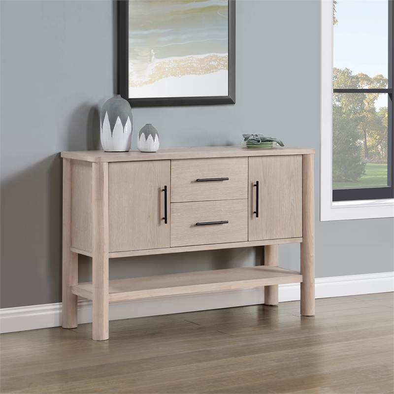 Pemberly Row Contemporary Engineered Wood Buffet/Server in Light Brown