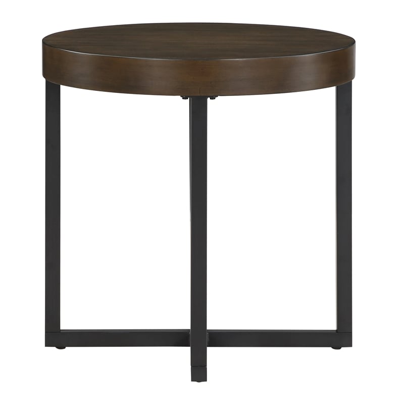Pemberly Row Contemporary Engineered Wood/Iron End Table in Brown