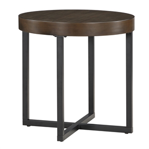 Pemberly Row Contemporary Engineered Wood/Iron End Table in Brown
