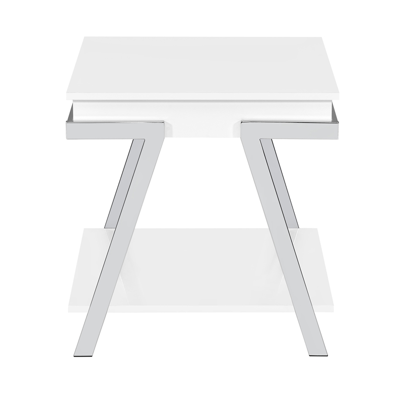 Pemberly Row Contemporary Engineered Wood Square End Table in White
