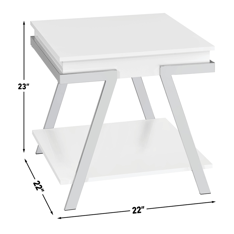 Pemberly Row Contemporary Engineered Wood Square End Table in White