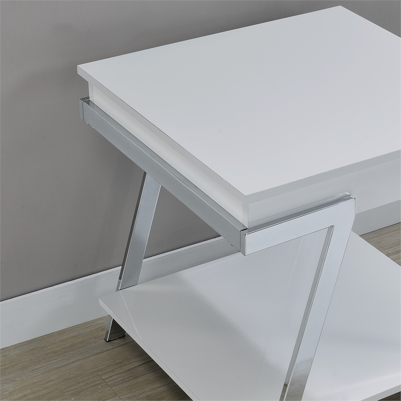 Pemberly Row Contemporary Engineered Wood Square End Table in White