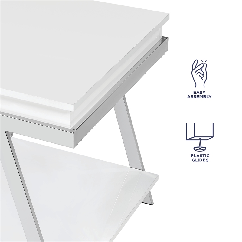 Pemberly Row Contemporary Engineered Wood Square End Table in White