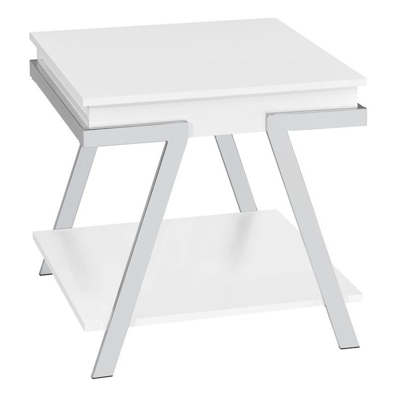 Pemberly Row Contemporary Engineered Wood Square End Table in White