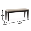 Pemberly Row Solid Wood and Polyester Upholstered Bench in Black