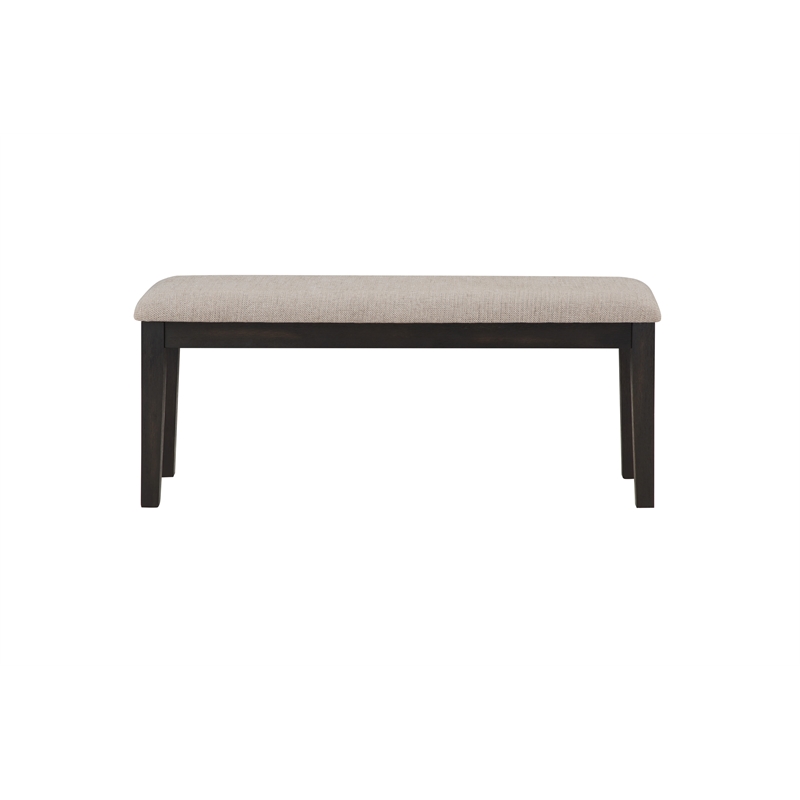 Pemberly Row Solid Wood and Polyester Upholstered Bench in Black