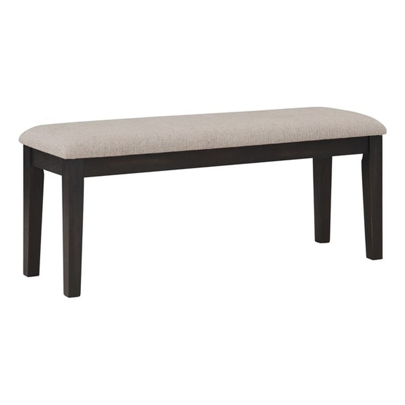 Pemberly Row Solid Wood and Polyester Upholstered Bench in Black