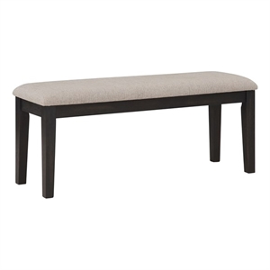 Pemberly Row Solid Wood and Polyester Upholstered Bench in Black