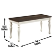 Pemberly Row Farmhouse Engineered Wood Two-Tone Bench in White