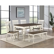 Pemberly Row Farmhouse Engineered Wood Two-Tone Bench in White
