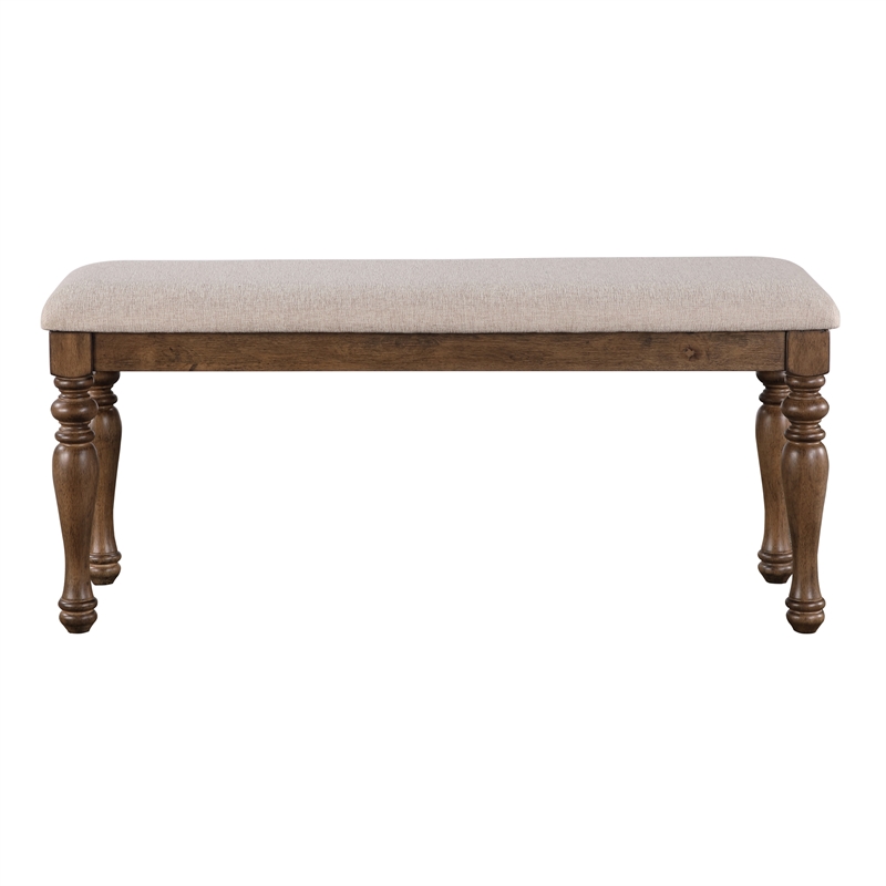 Pemberly Row Farmhouse / Country Polyester Upholstered Bench in Brown