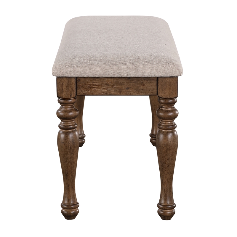 Pemberly Row Farmhouse / Country Polyester Upholstered Bench in Brown