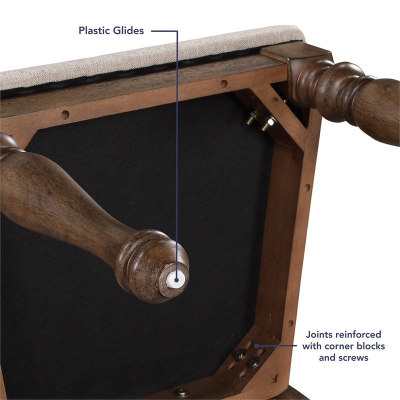 Pemberly Row Farmhouse / Country Polyester Upholstered Bench in Brown