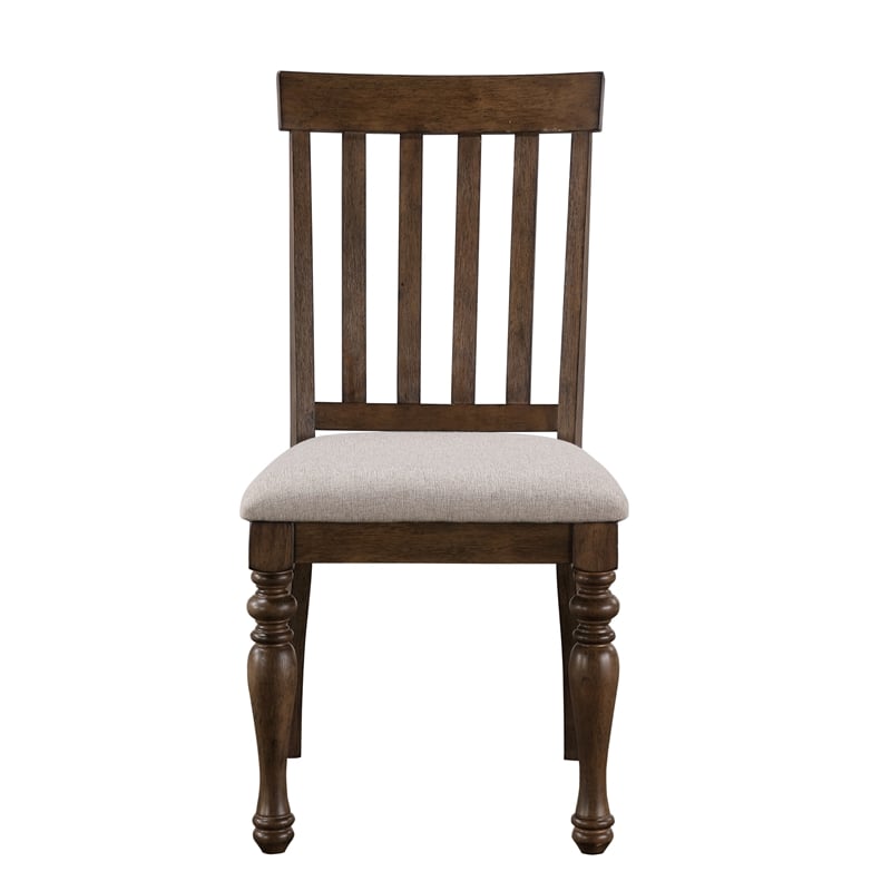 Pemberly Row Polyester Upholstered Side Chair in Brown (Set of 2)