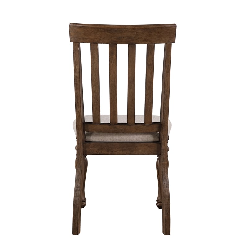 Pemberly Row Polyester Upholstered Side Chair in Brown (Set of 2)