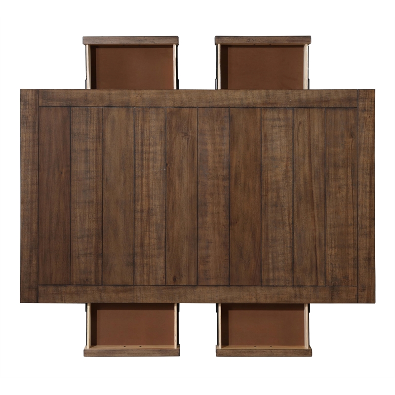 Pemberly Row Farmhouse Engineered Wood Dining Table in Brown