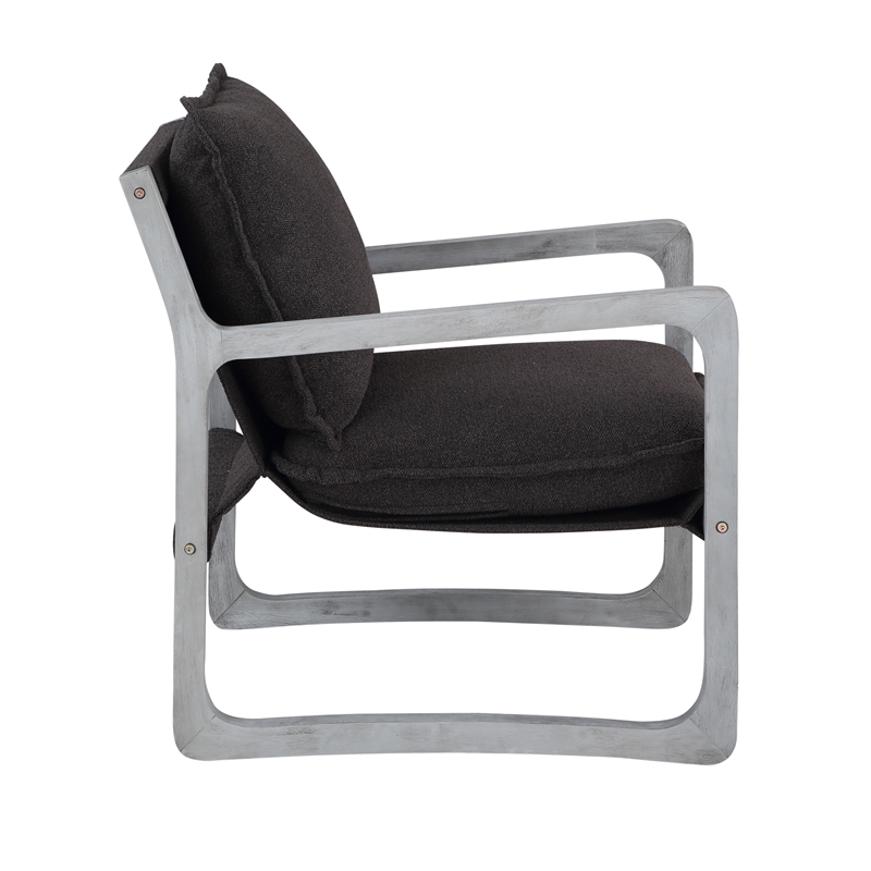 Pemberly Row Polyester Upholstered Accent Chair in Black (Set of 2)