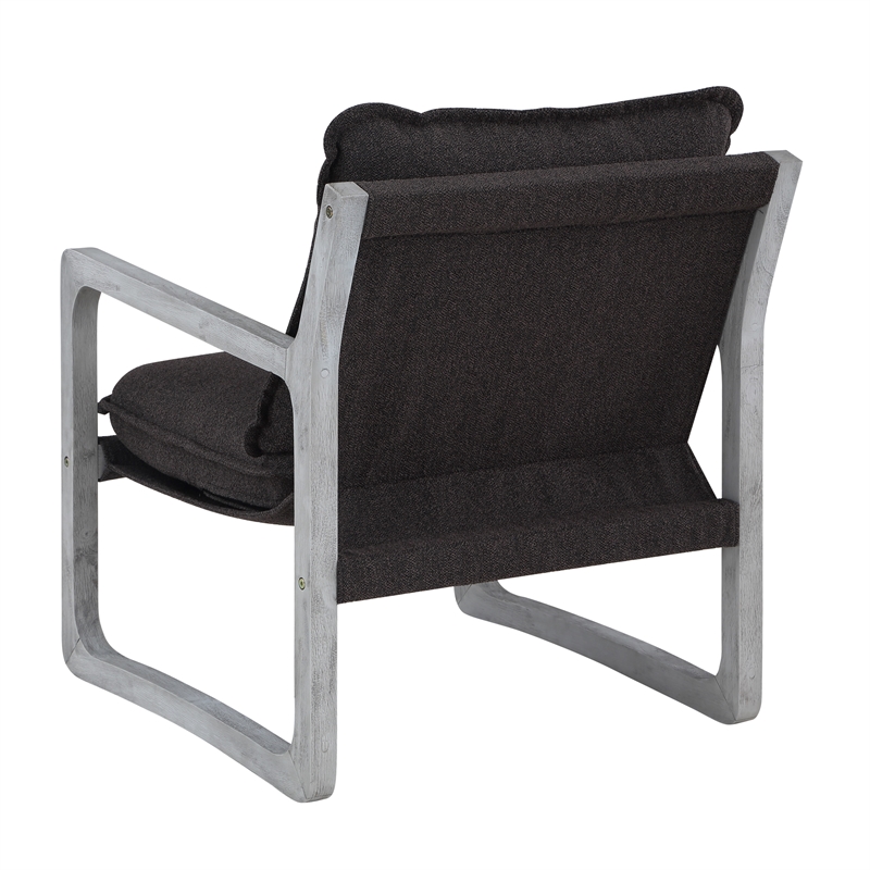 Pemberly Row Polyester Upholstered Accent Chair in Black (Set of 2)