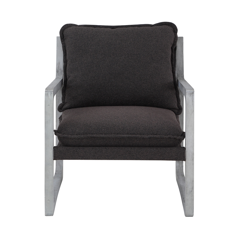 Pemberly Row Polyester Upholstered Accent Chair in Black (Set of 2)
