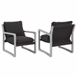 Pemberly Row Polyester Upholstered Accent Chair in Black (Set of 2)