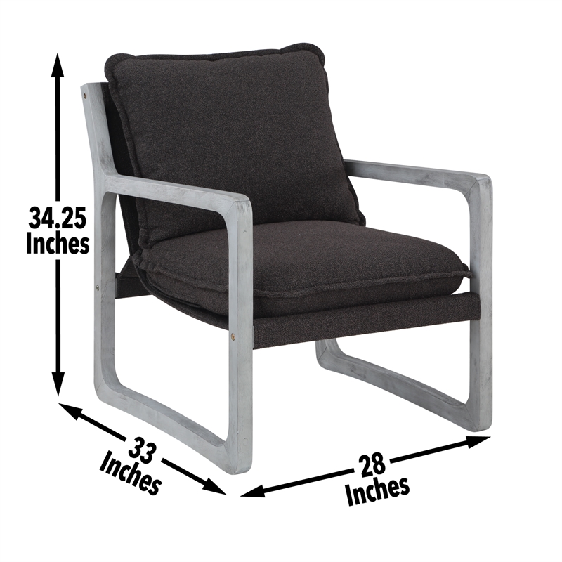 Pemberly Row Polyester Upholstered Accent Chair in Black (Set of 2)