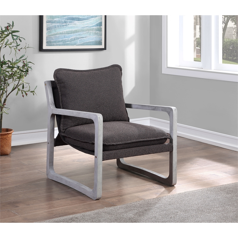Pemberly Row Polyester Upholstered Accent Chair in Black (Set of 2)
