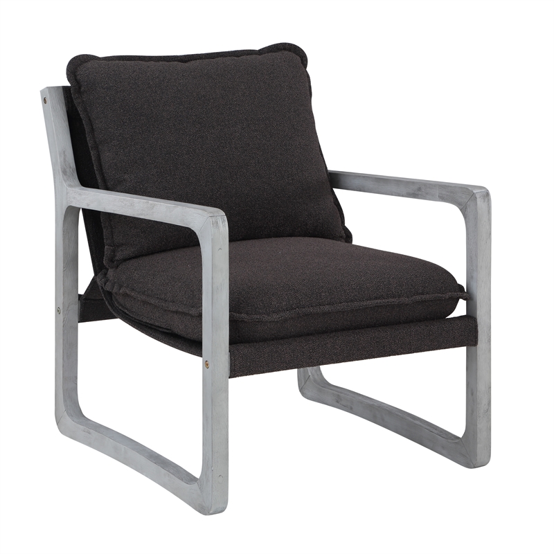 Pemberly Row Polyester Upholstered Accent Chair in Black (Set of 2)