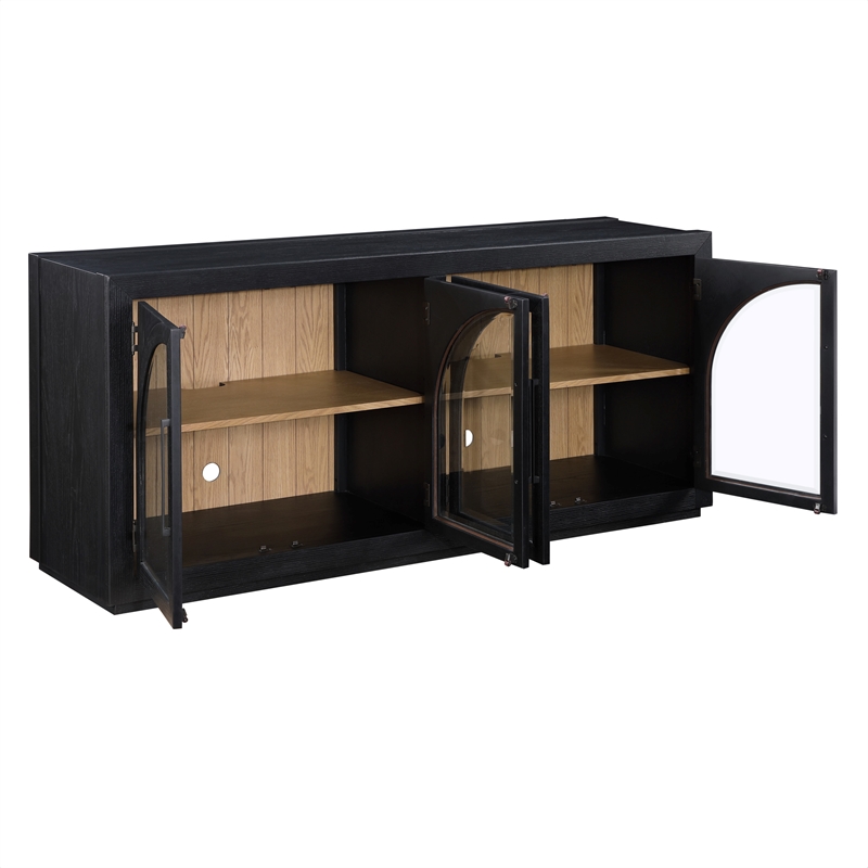 Pemberly Row Contemporary Engineered Wood Buffet/Server in Black