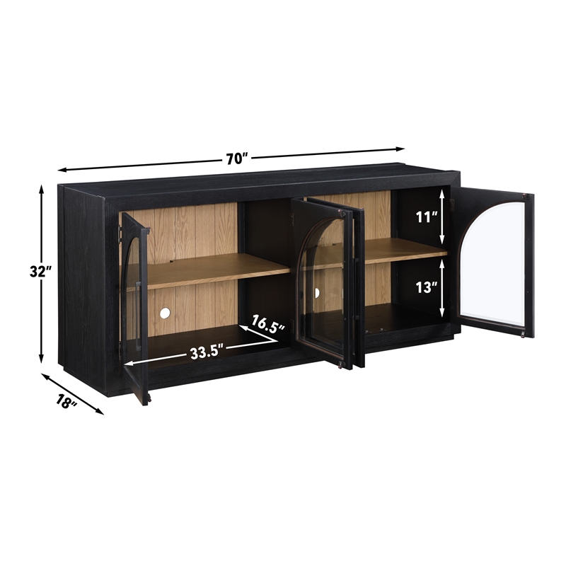 Pemberly Row Contemporary Engineered Wood Buffet/Server in Black