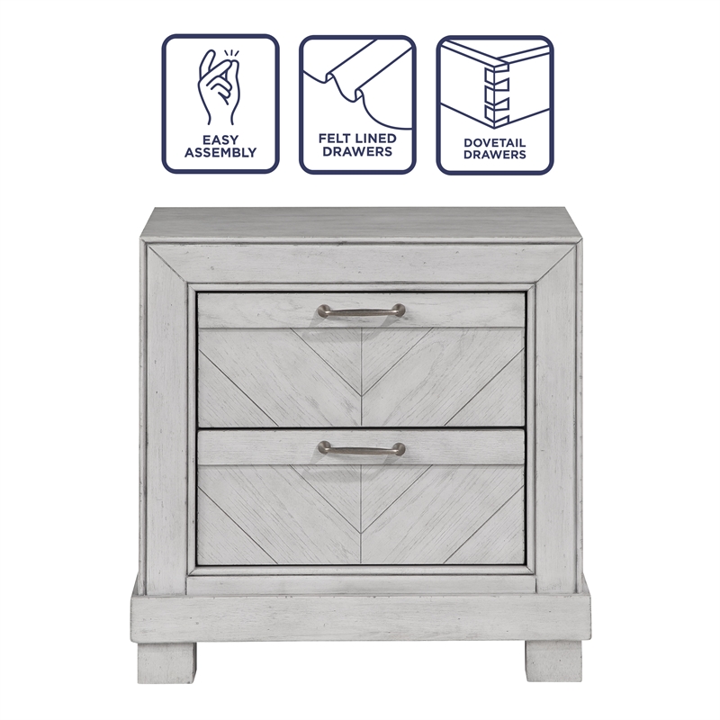 Pemberly Row Contemporary Engineered Wood Bedroom Nightstand in Gray