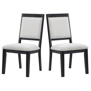 Pemberly Row Polyester Upholstered Dining Chair in Black (Set of 2)