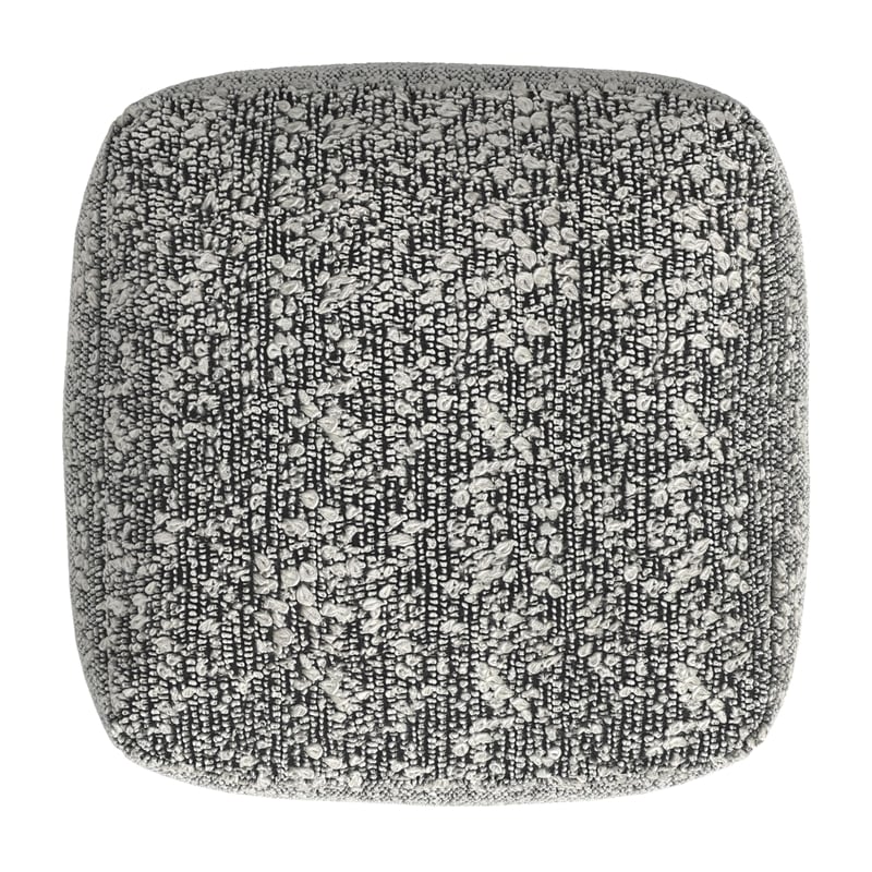 Pemberly Row Boucle Woven Fabric Square Footstool/Pouf in Black