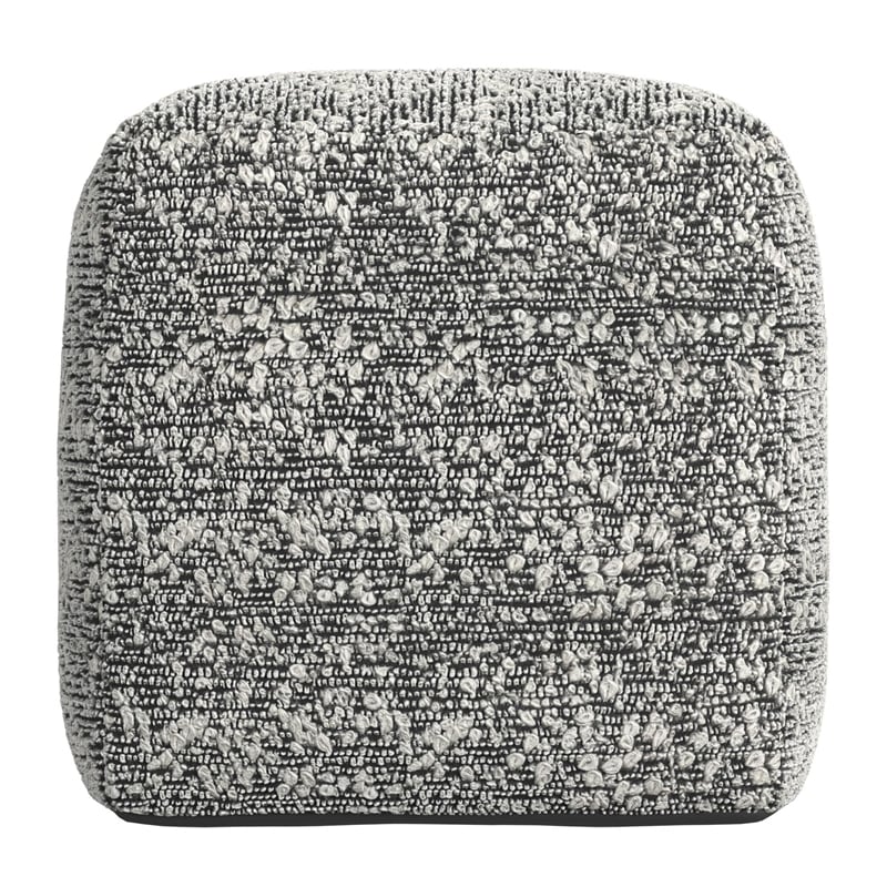 Pemberly Row Boucle Woven Fabric Square Footstool/Pouf in Black
