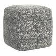 Pemberly Row Boucle Woven Fabric Square Footstool/Pouf in Black
