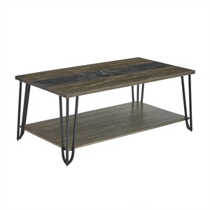 Pemberly Row 46&quot Rectangular Cocktail Table with Sintered Stone
