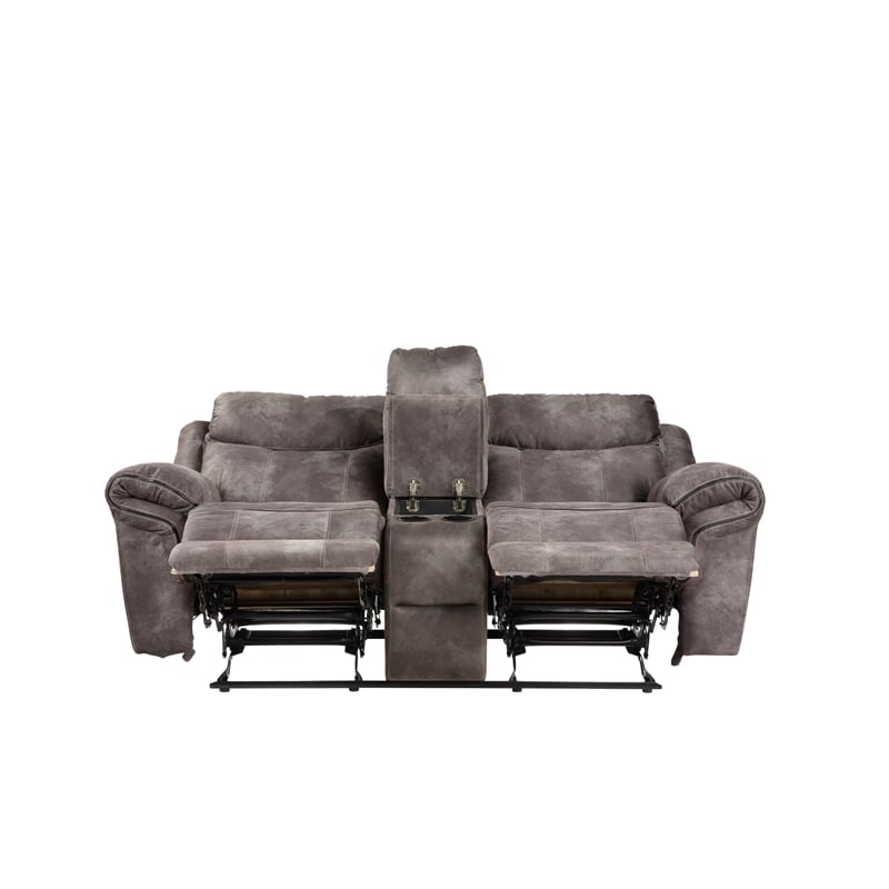 Pemberly Row Transitional Glider Recliner Console Loveseat Gray