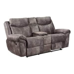 Pemberly Row Transitional Glider Recliner Console Loveseat Gray