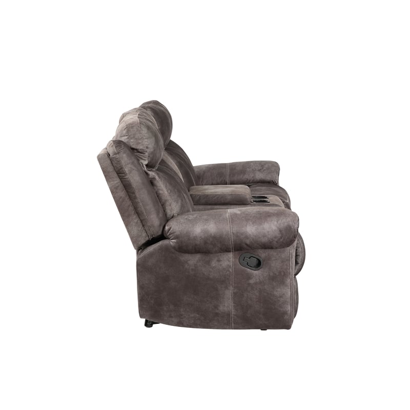 Pemberly Row Transitional Glider Recliner Console Loveseat Gray