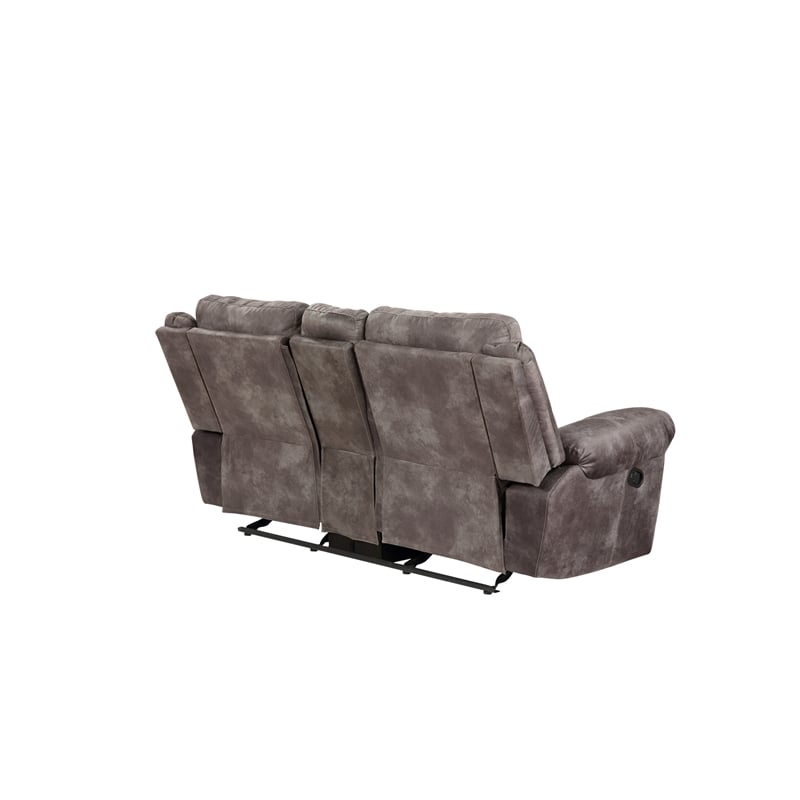 Pemberly Row Transitional Glider Recliner Console Loveseat Gray