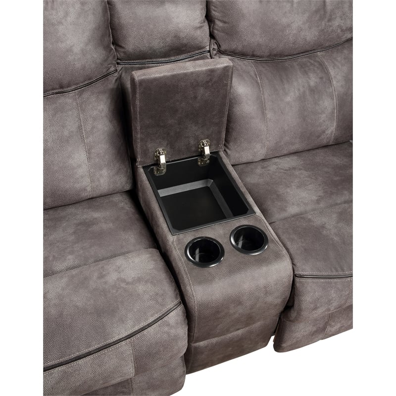 Pemberly Row Transitional Glider Recliner Console Loveseat Gray