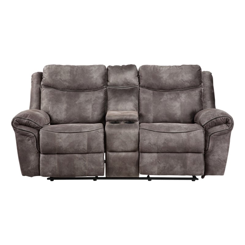 Pemberly Row Transitional Glider Recliner Console Loveseat Gray